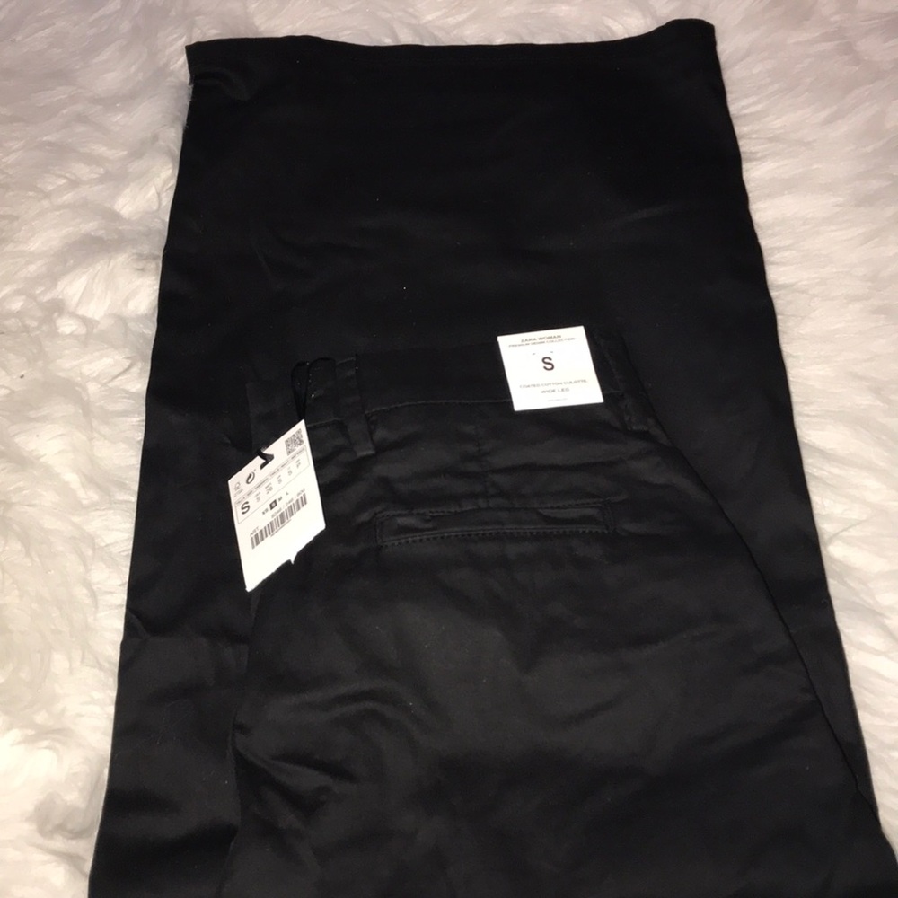 NEW ZARA WOMAN COATED COTTON CULOTTES SZ S.